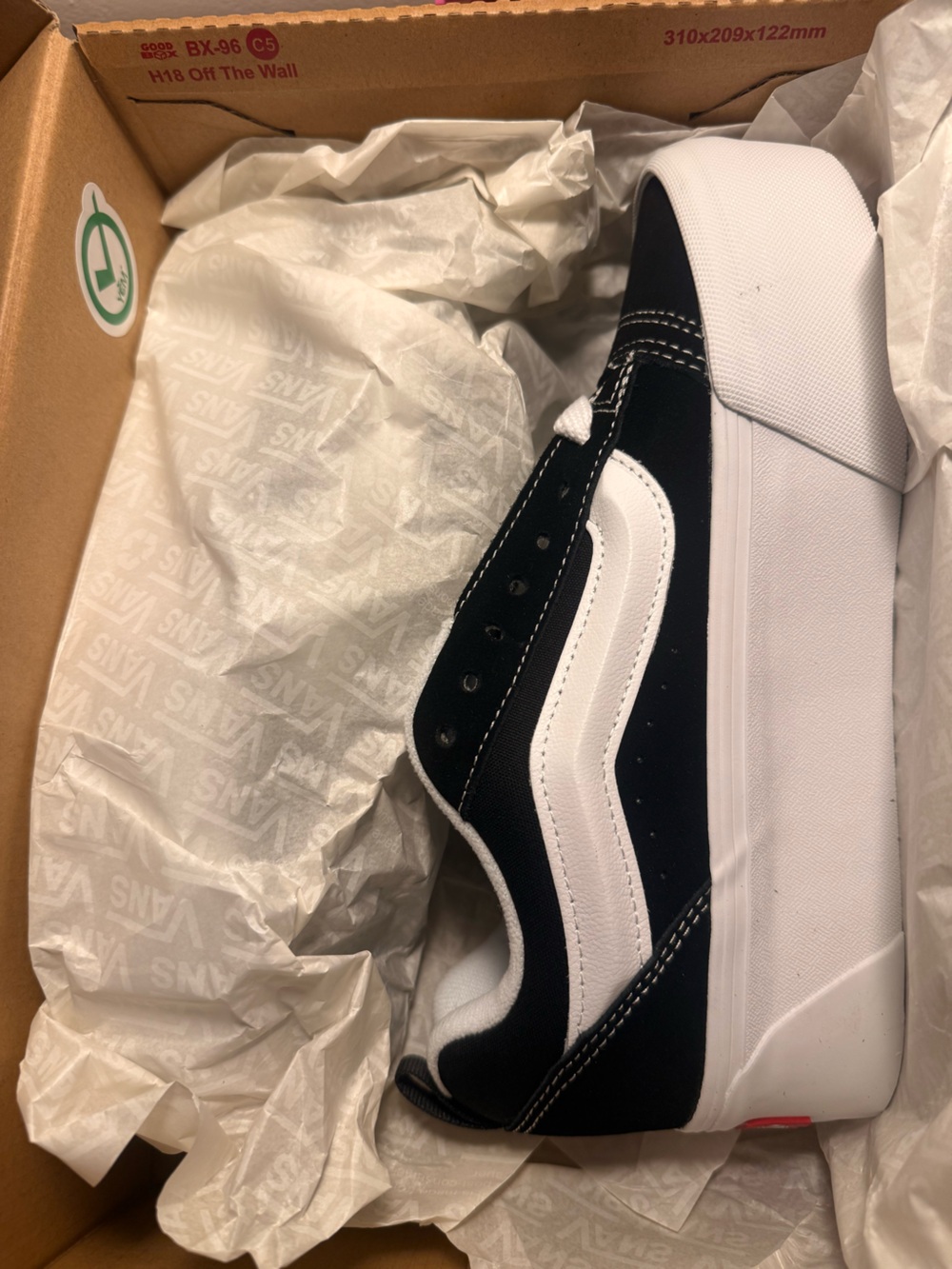 Vans Black and White Knu stack sneakers